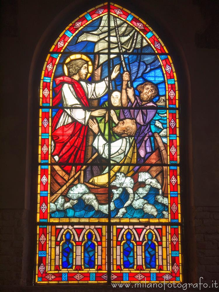 Milan (Italy) - Decorated window in the Church of San Cristoforo on the Naviglio